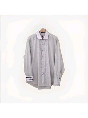 Robert Graham X Collection Shirt Mens 2XL Plaid Contrast Collar Cuff Cotton Edgy